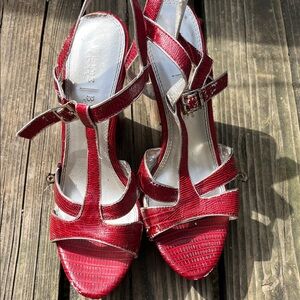 White House Black Market Red Strappy High-Heel Sandals